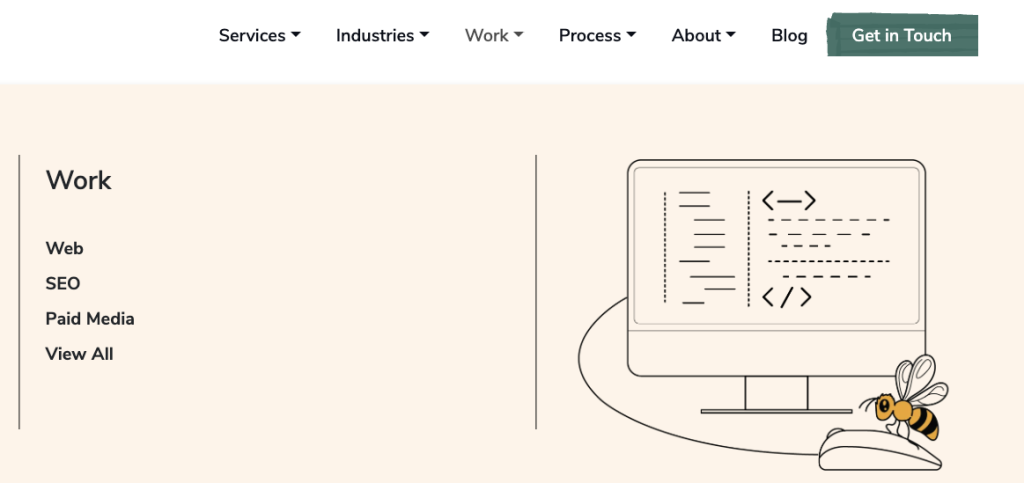 dropdown menu for intuitive digital's website